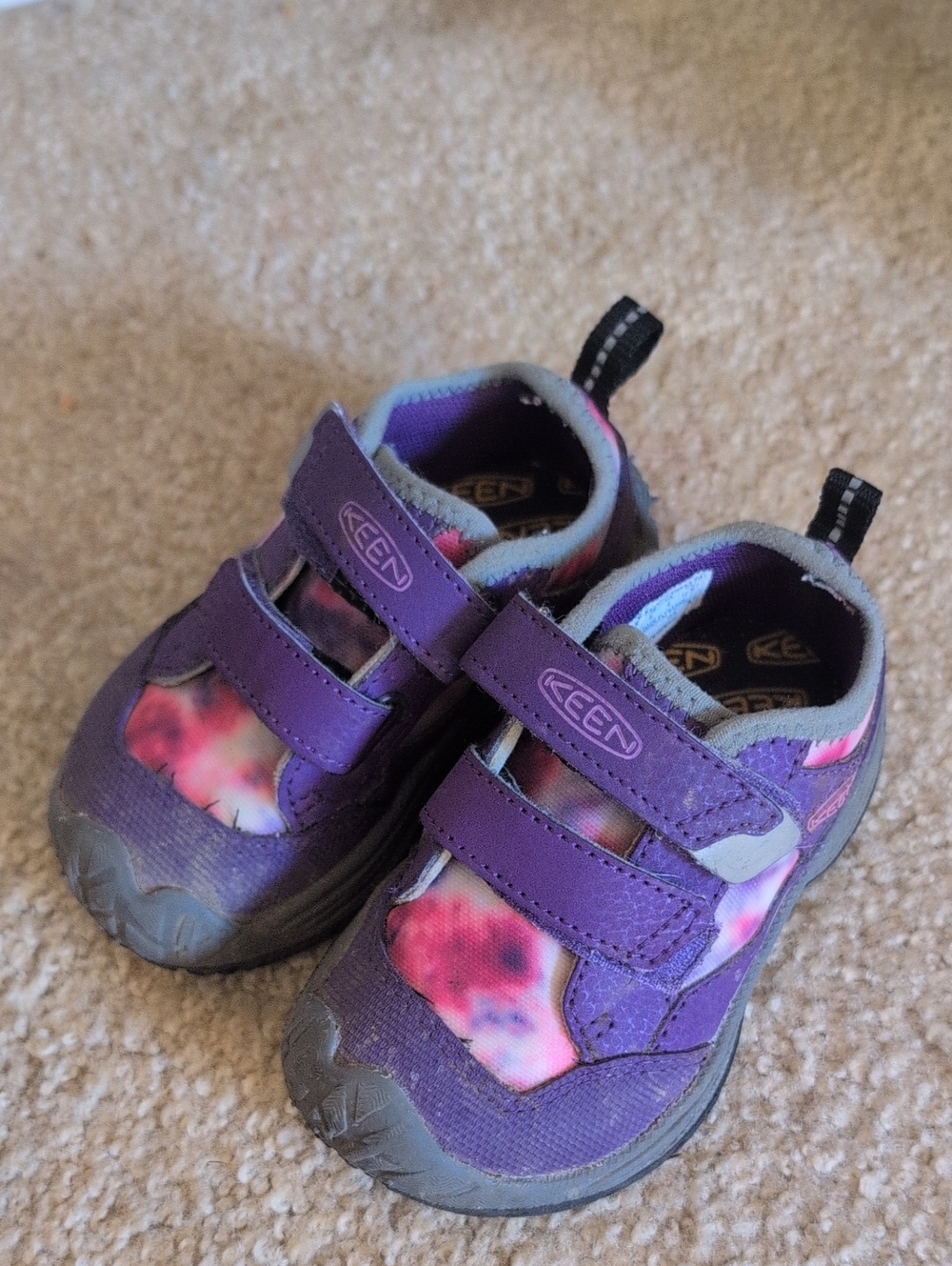 Keen Kids Purple and Pink Tie-Dye Strap Sneakers